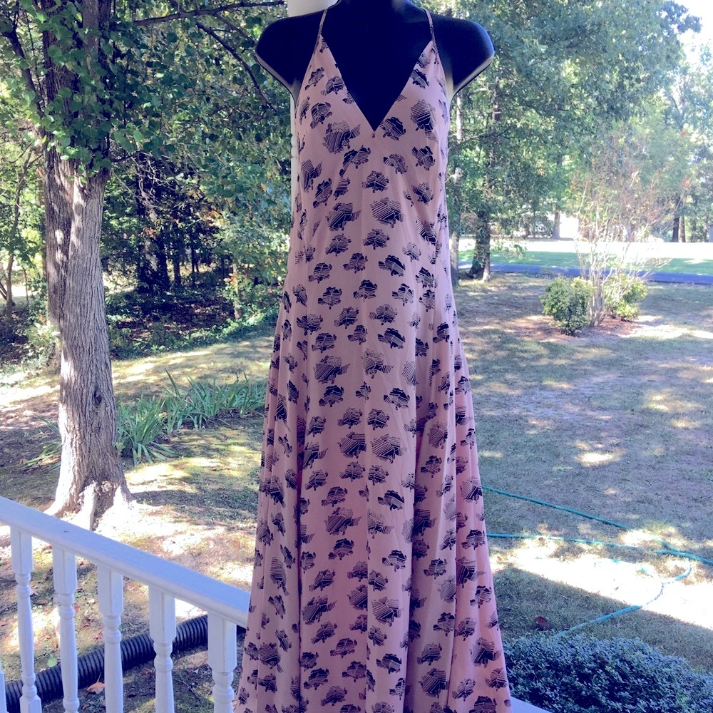 Rebecca Minkoff size 0 midi sundress slip dress retro Y2K blush pink cross back